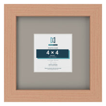 Beech 8 x 8 inch picture frame with a Dawn Grey mount for a 4 x 4 inch photo