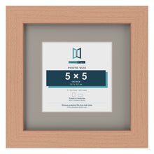 Beech 8 x 8 inch picture frame with a Dawn Grey mount for a 5 x 5 inch photo