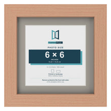 Beech 8 x 8 inch picture frame with a Dawn Grey mount for a 6 x 6 inch photo