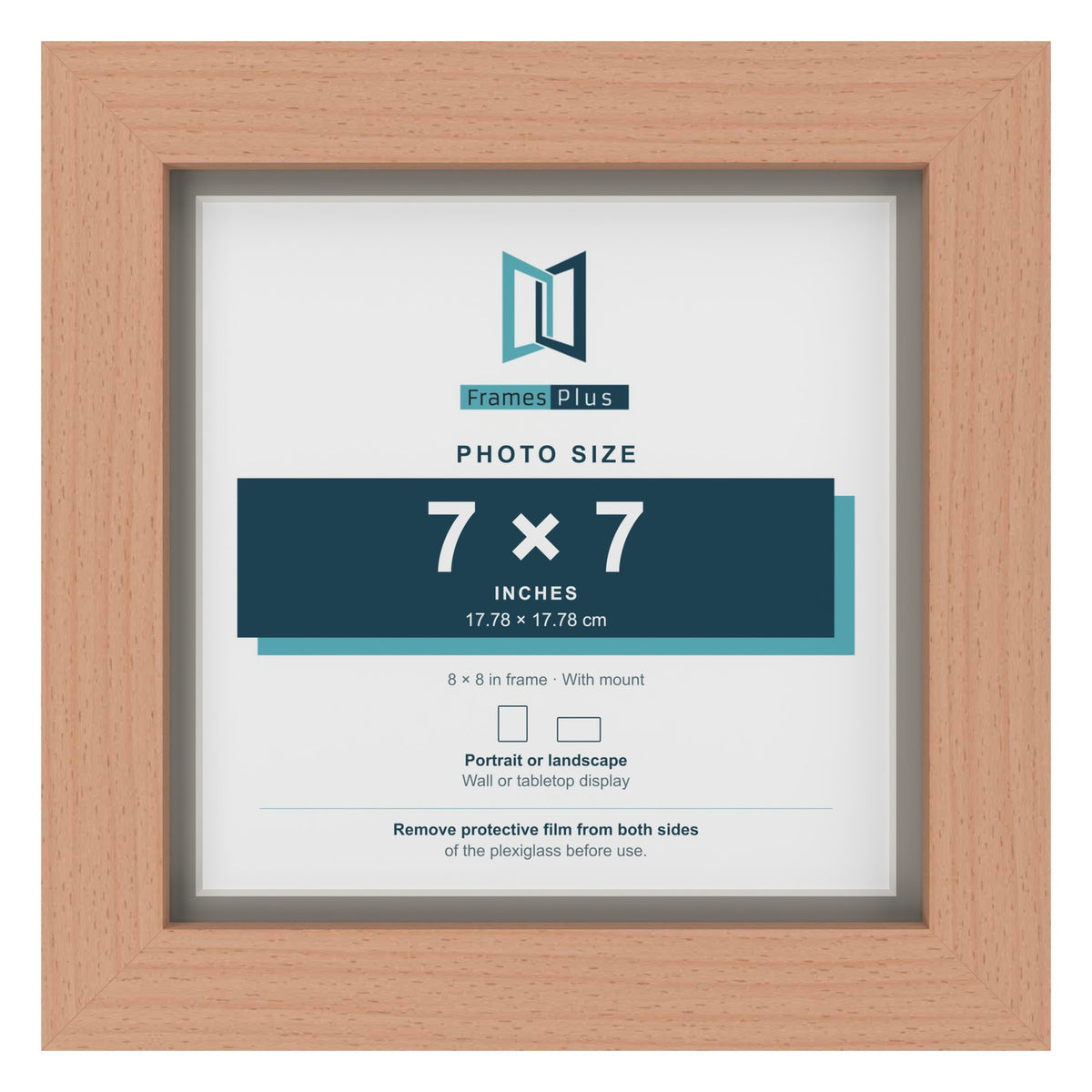 Beech 8 x 8 inch picture frame with a Dawn Grey mount for a 7 x 7 inch photo