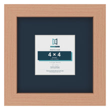 Beech 8 x 8 inch picture frame with a Pacific Blue mount for a 4 x 4 inch photo