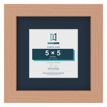 Beech 8 x 8 inch picture frame with a Pacific Blue mount for a 5 x 5 inch photo