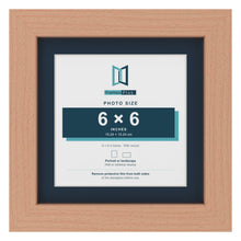 Beech 8 x 8 inch picture frame with a Pacific Blue mount for a 6 x 6 inch photo