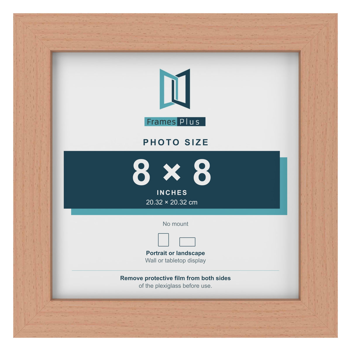 Beech picture frame for a 8 x 8 inch photo