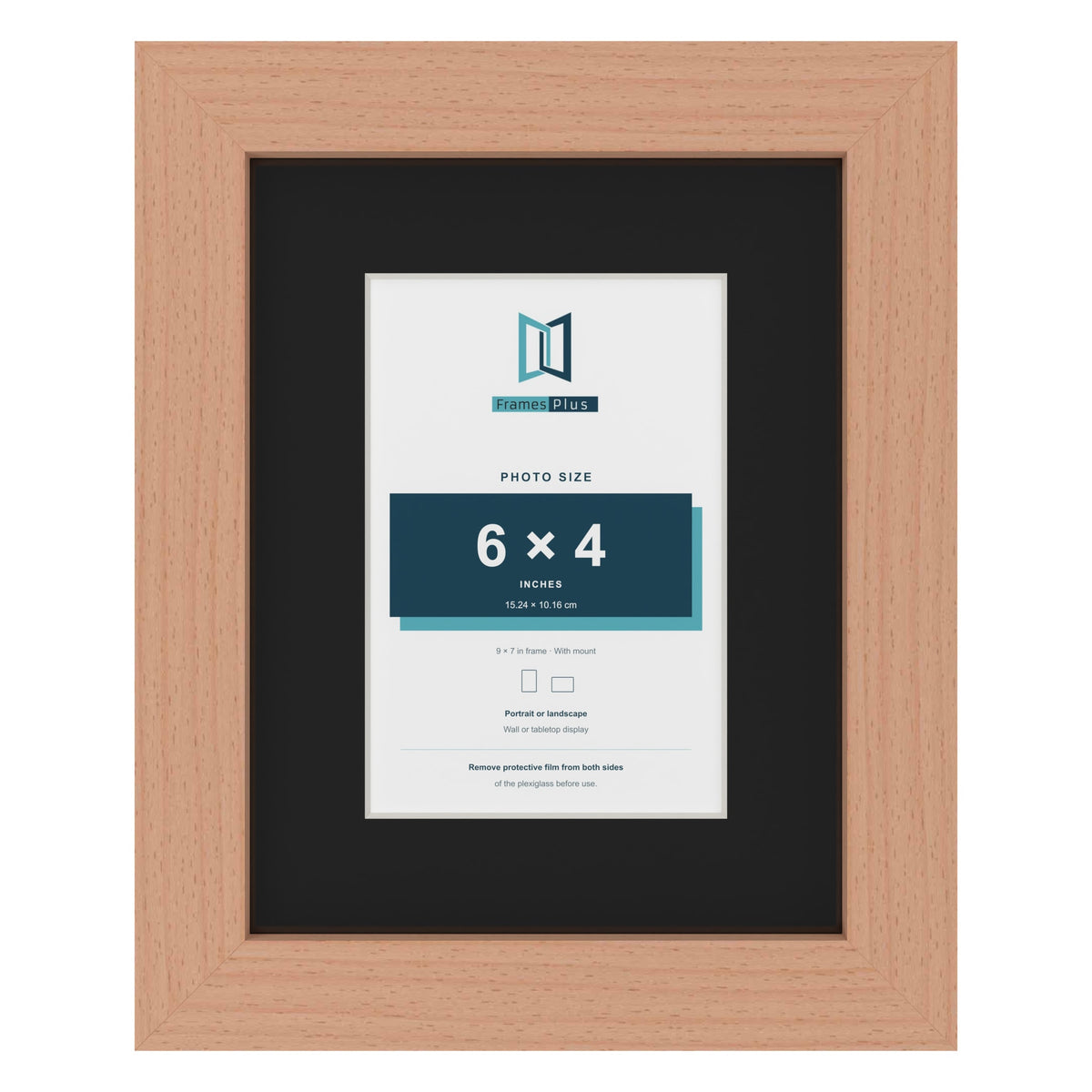 Beech 9 x 7 inch picture frame with a black mount for a 6 x 4 inch photo