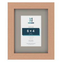 Beech 9 x 7 inch picture frame with a Dawn Grey mount for a 6 x 4 inch photo