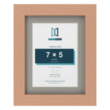 Beech 9 x 7 inch picture frame with a Dawn Grey mount for a 7 x 5 inch photo
