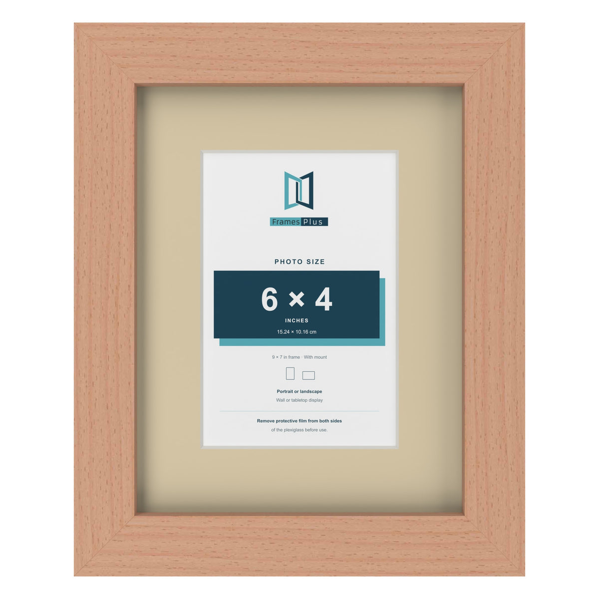Beech 9 x 7 inch picture frame with an ivory mount for a 6 x 4 inch photo