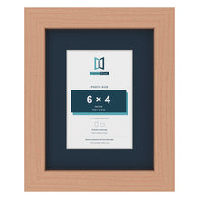 Beech 9 x 7 inch picture frame with a Pacific Blue mount for a 6 x 4 inch photo