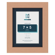 Beech 9 x 7 inch picture frame with a Pacific Blue mount for a 7 x 5 inch photo