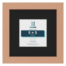 Beech 9 x 9 inch picture frame with a black mount for a 5 x 5 inch photo