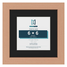 Beech 9 x 9 inch picture frame with a black mount for a 6 x 6 inch photo