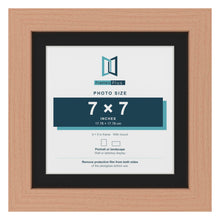 Beech 9 x 9 inch picture frame with a black mount for a 7 x 7 inch photo