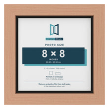 Beech 9 x 9 inch picture frame with a black mount for an 8 x 8 inch photo