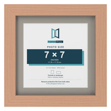 Beech 9 x 9 inch picture frame with a Dawn Grey mount for a 7 x 7 inch photo