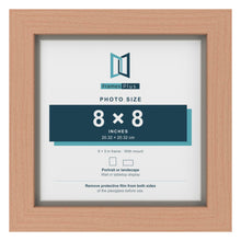 Beech 9 x 9 inch picture frame with a Dawn Grey mount for an 8 x 8 inch photo