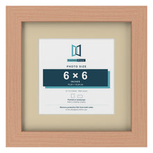 Beech 9 x 9 inch picture frame with an ivory mount for a 6 x 6 inch photo