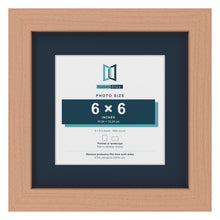 Beech 9 x 9 inch picture frame with a Pacific Blue mount for a 6 x 6 inch photo