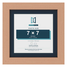 Beech 9 x 9 inch picture frame with a Pacific Blue mount for a 7 x 7 inch photo