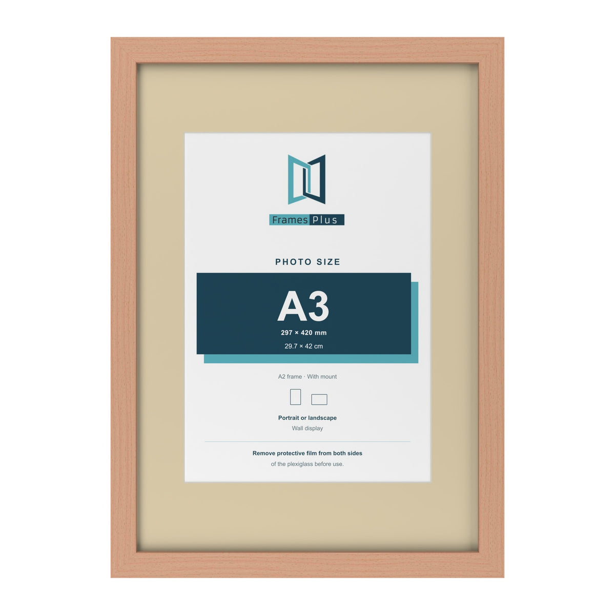 Beech A2 picture frame with an ivory mount for an A3 photo