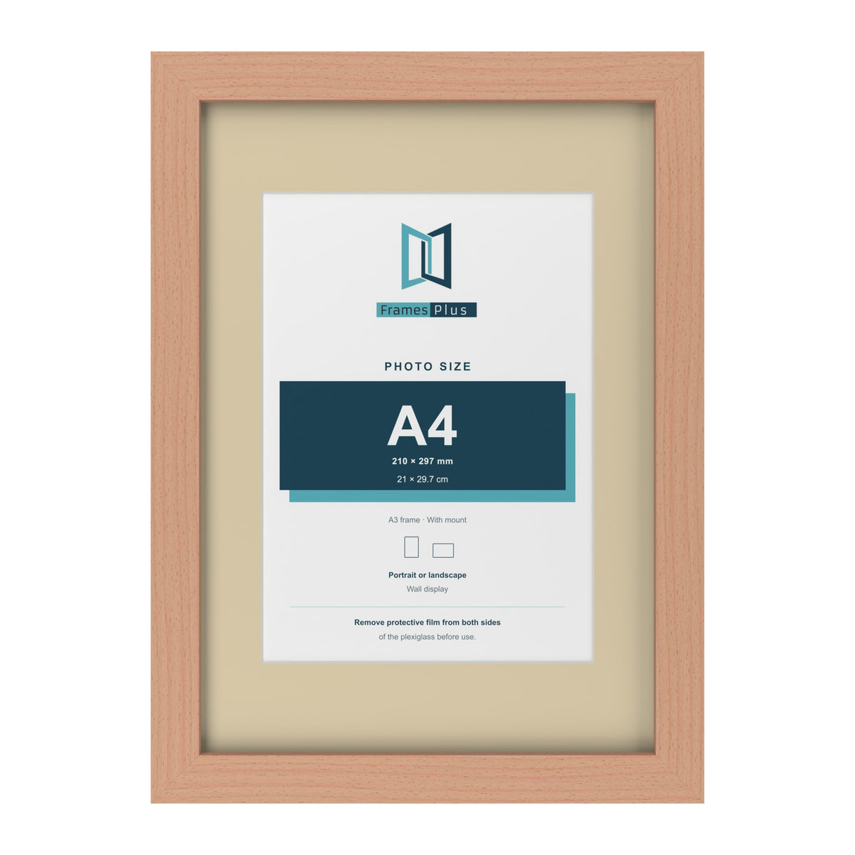 Beech A3 picture frame with an ivory mount for an A4 photo