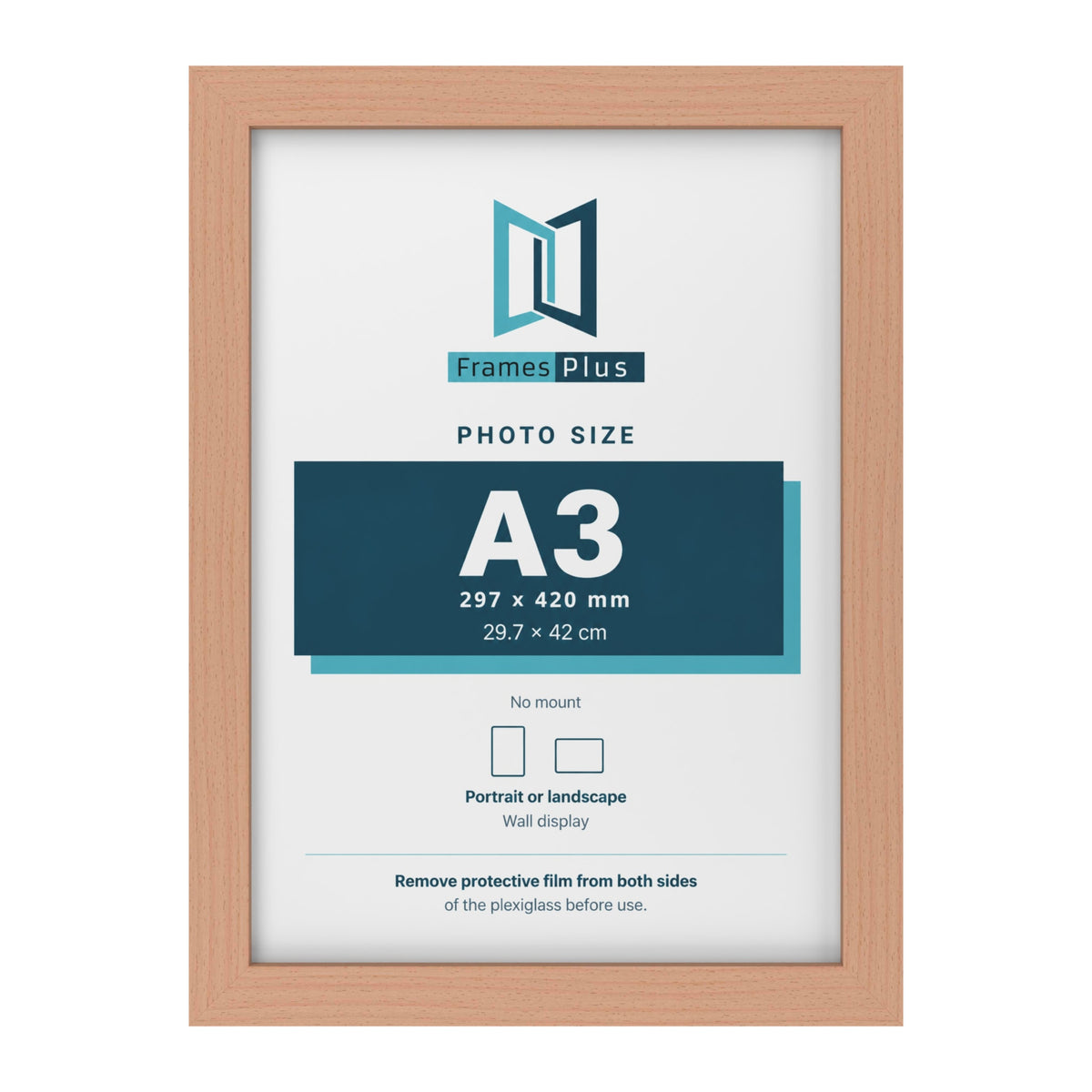 Beech picture frame for an A3 photo