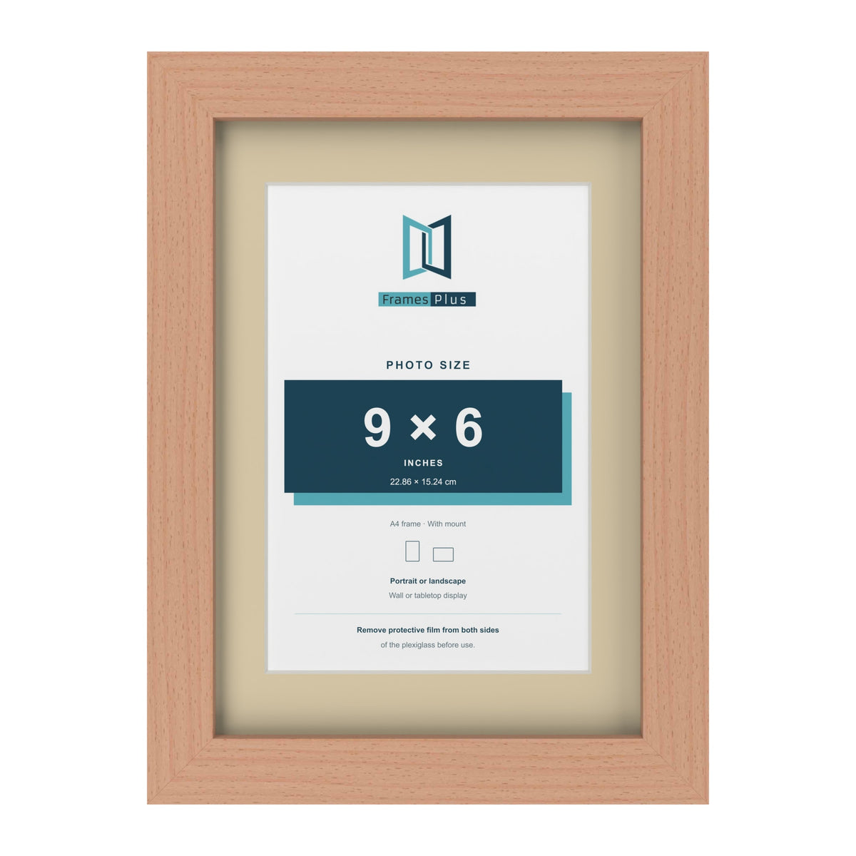 Beech A4 picture frame with an ivory mount for a 9 x 6 inch photo