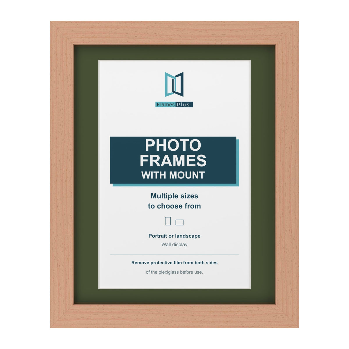 Beech picture frame with a green mount