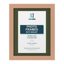 Beech picture frame with a green mount