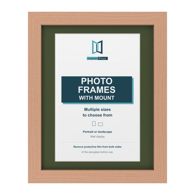 Classic Range Beech Picture, Photo & Poster Frame with Green Mount