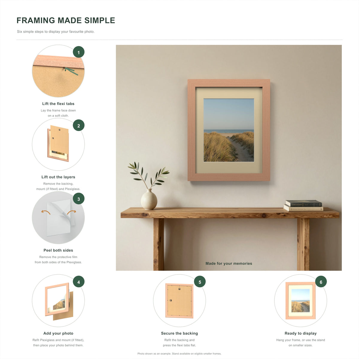 How to put a photo in a Beech frame with an ivory mount in six steps