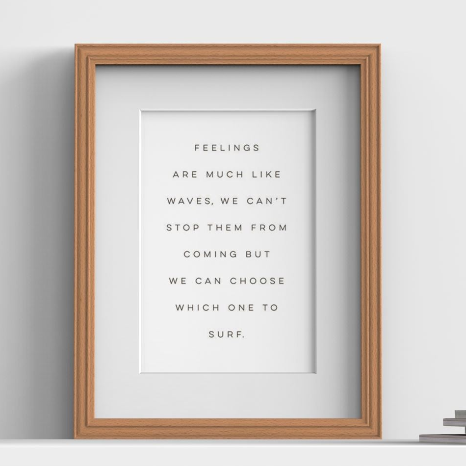 Devon Range Beech picture frame with white mount, close view