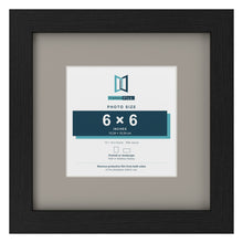 Black 10 x 10 inch picture frame with a Dawn Grey mount for a 6 x 6 inch photo