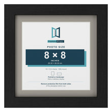 Black 10 x 10 inch picture frame with a Dawn Grey mount for an 8 x 8 inch photo