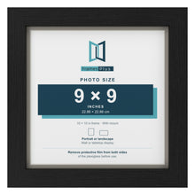 Black 10 x 10 inch picture frame with a Dawn Grey mount for a 9 x 9 inch photo