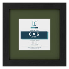 Black 10 x 10 inch picture frame with a green mount for a 6 x 6 inch photo