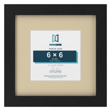 Black 10 x 10 inch picture frame with an ivory mount for a 6 x 6 inch photo