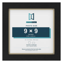 Black 10 x 10 inch picture frame with an ivory mount for a 9 x 9 inch photo