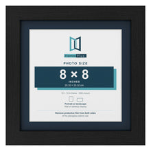 Black 10 x 10 inch picture frame with a Pacific Blue mount for an 8 x 8 inch photo