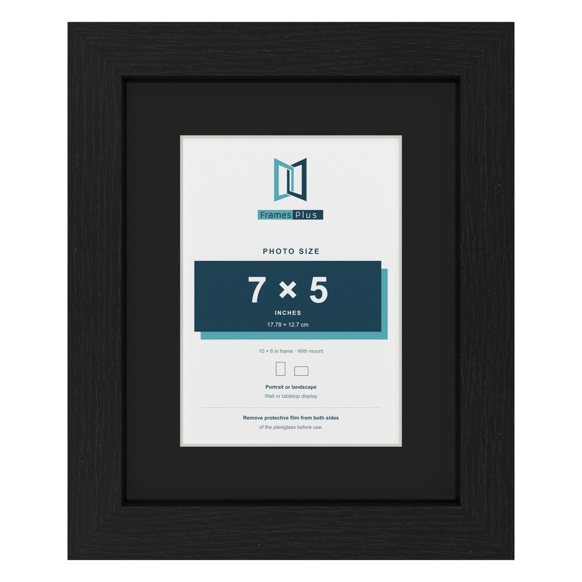 Black 10 x 8 inch picture frame with a black mount for a 7 x 5 inch photo