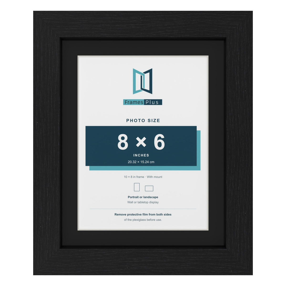 Black 10 x 8 inch picture frame with a black mount for an 8 x 6 inch photo