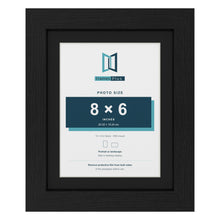 Black 10 x 8 inch picture frame with a black mount for an 8 x 6 inch photo