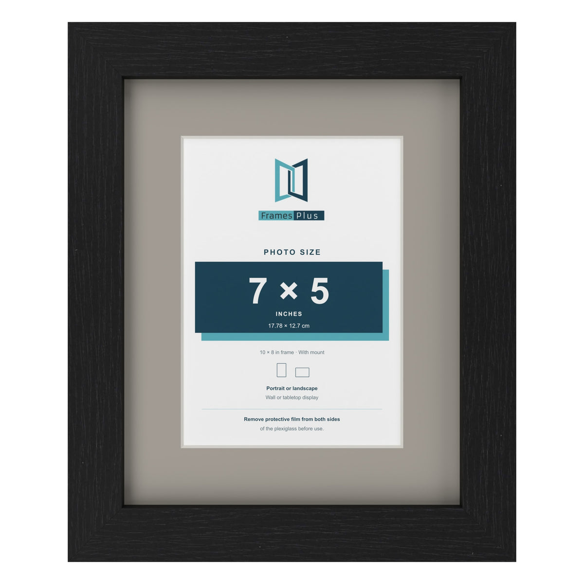 Black 10 x 8 inch picture frame with a Dawn Grey mount for a 7 x 5 inch photo