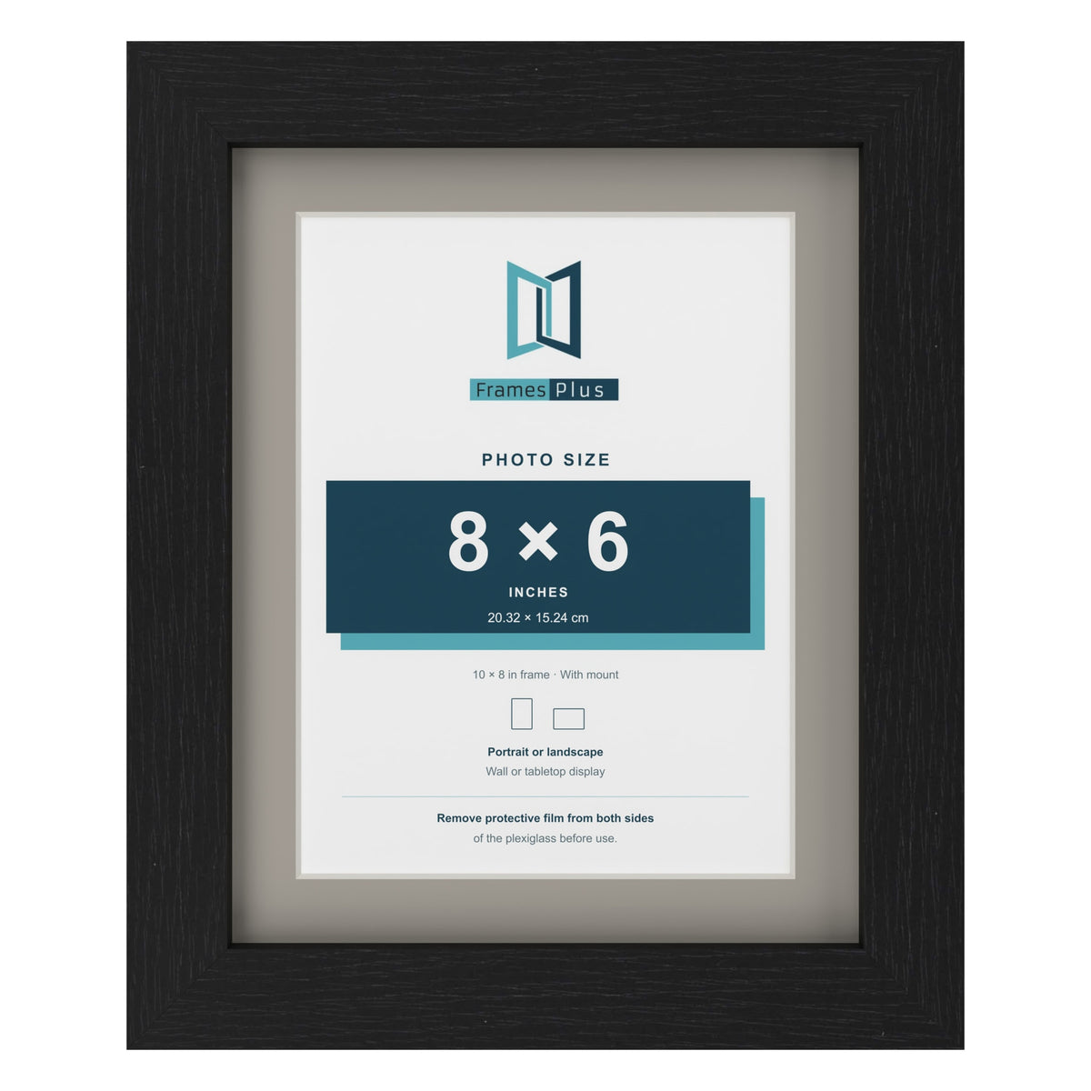 Black 10 x 8 inch picture frame with a Dawn Grey mount for an 8 x 6 inch photo