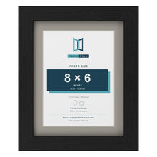 Black 10 x 8 inch picture frame with a Dawn Grey mount for an 8 x 6 inch photo