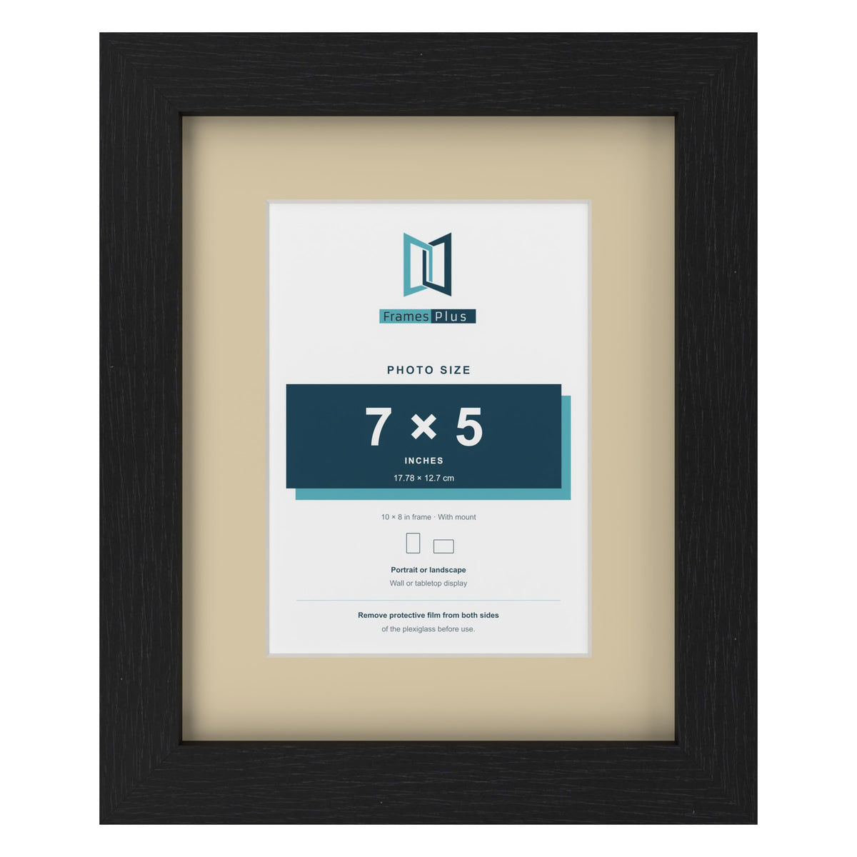Black 10 x 8 inch picture frame with an ivory mount for a 7 x 5 inch photo