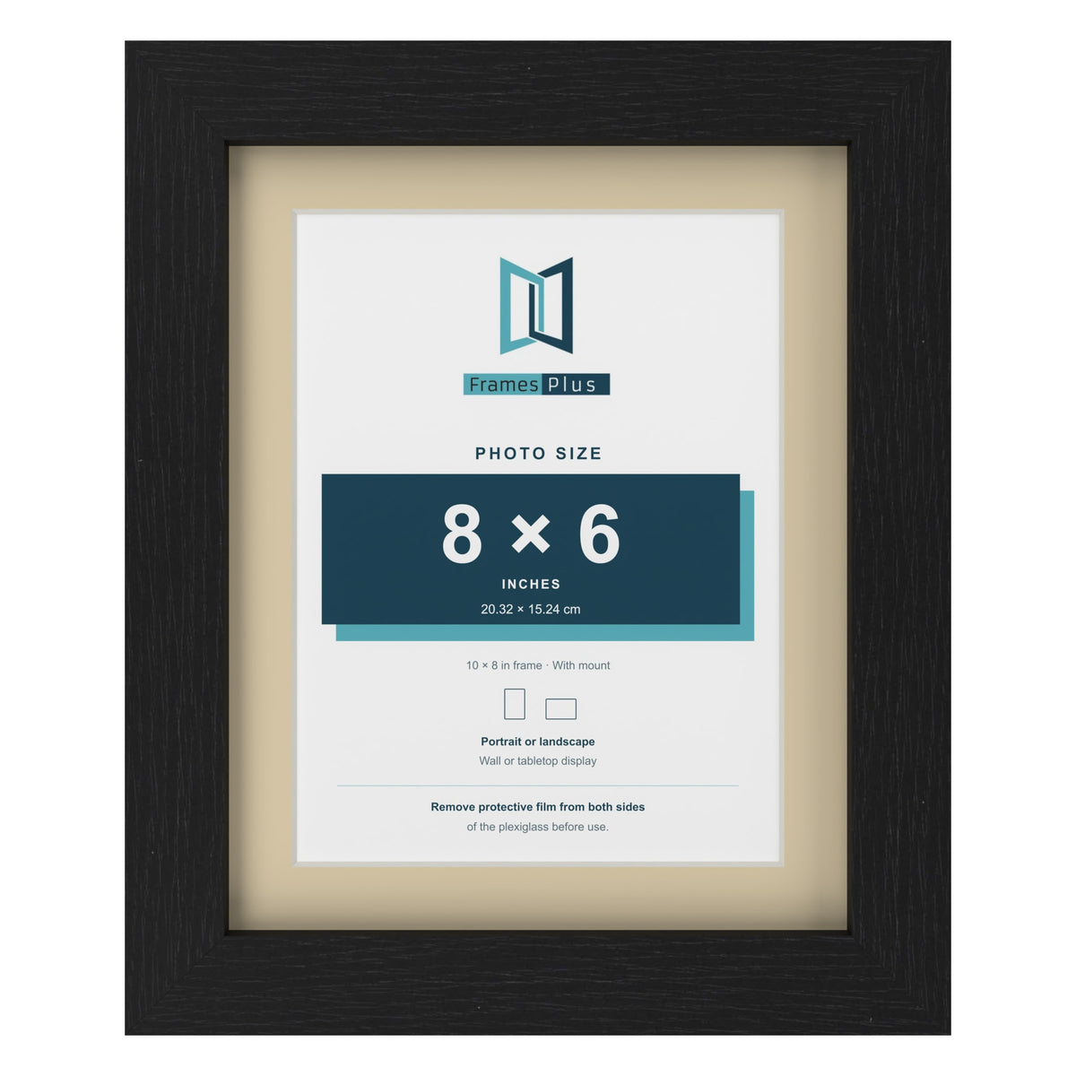 Black 10 x 8 inch picture frame with an ivory mount for an 8 x 6 inch photo