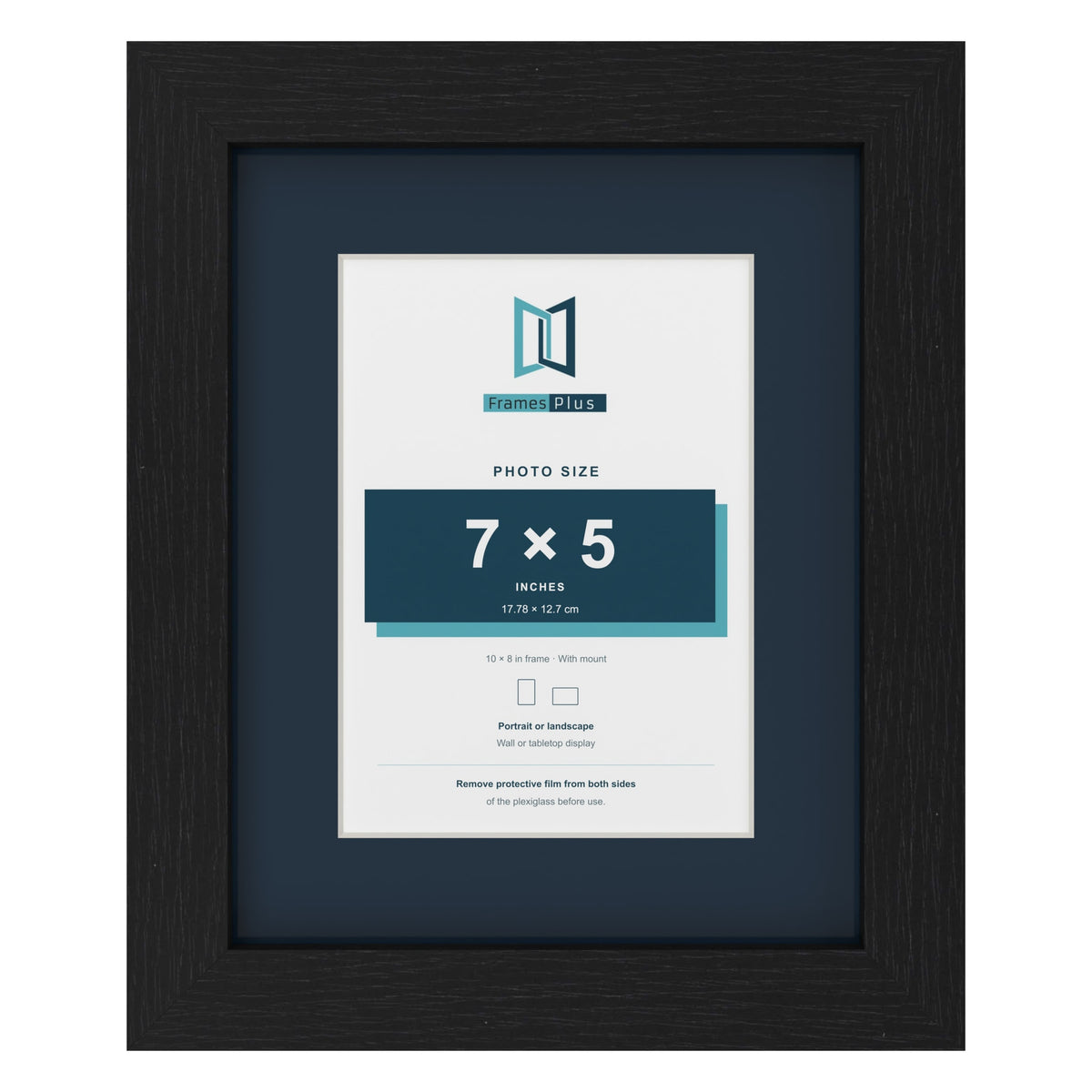 Black 10 x 8 inch picture frame with a Pacific Blue mount for a 7 x 5 inch photo