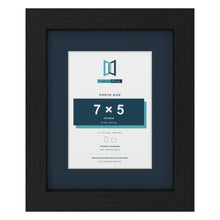 Black 10 x 8 inch picture frame with a Pacific Blue mount for a 7 x 5 inch photo