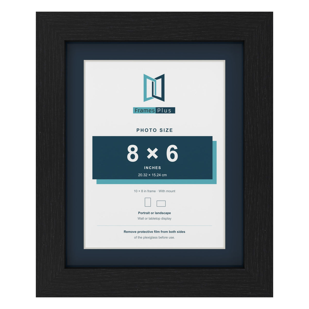 Black 10 x 8 inch picture frame with a Pacific Blue mount for an 8 x 6 inch photo